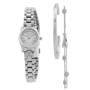 NWT Authentic Michael Kors Petite Lexington Quartz Women's Watch and Jewelry Gif